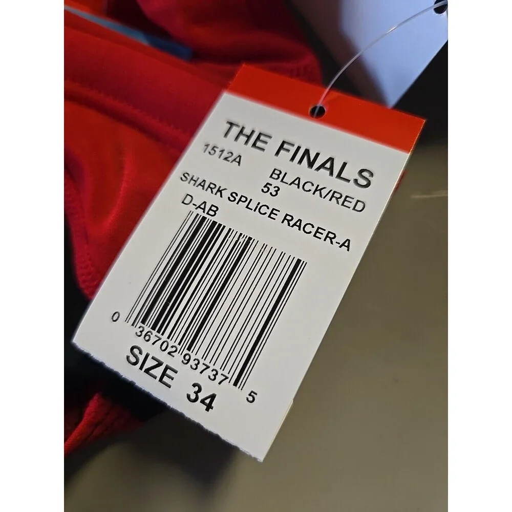 TYR The Finals Shark Red/black Splice Racer Briefs, Men Size 34, NEW